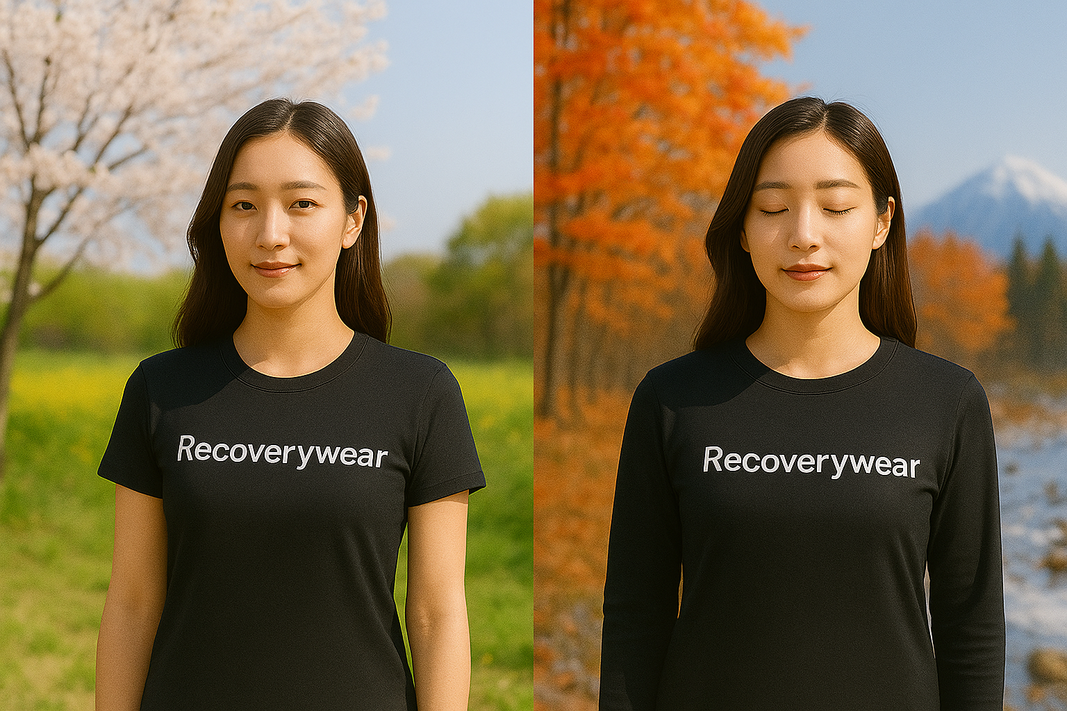 春夏秋冬でリカバリーウェアを着分ける女性