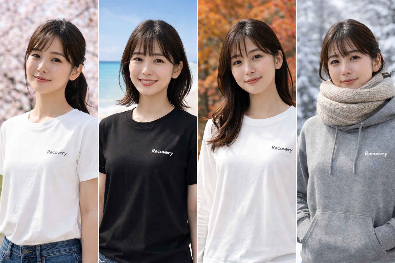 春夏秋冬に合わせてリカバリーウェアを着ている女性