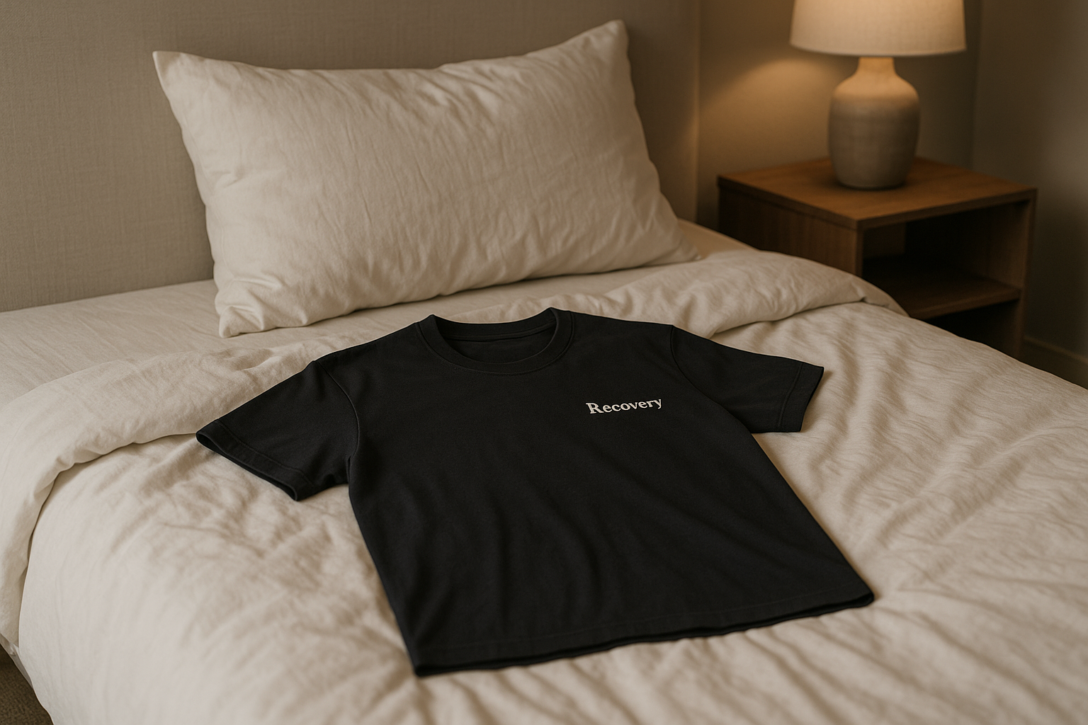 ベットの上に置いてあるリカバリーウェア